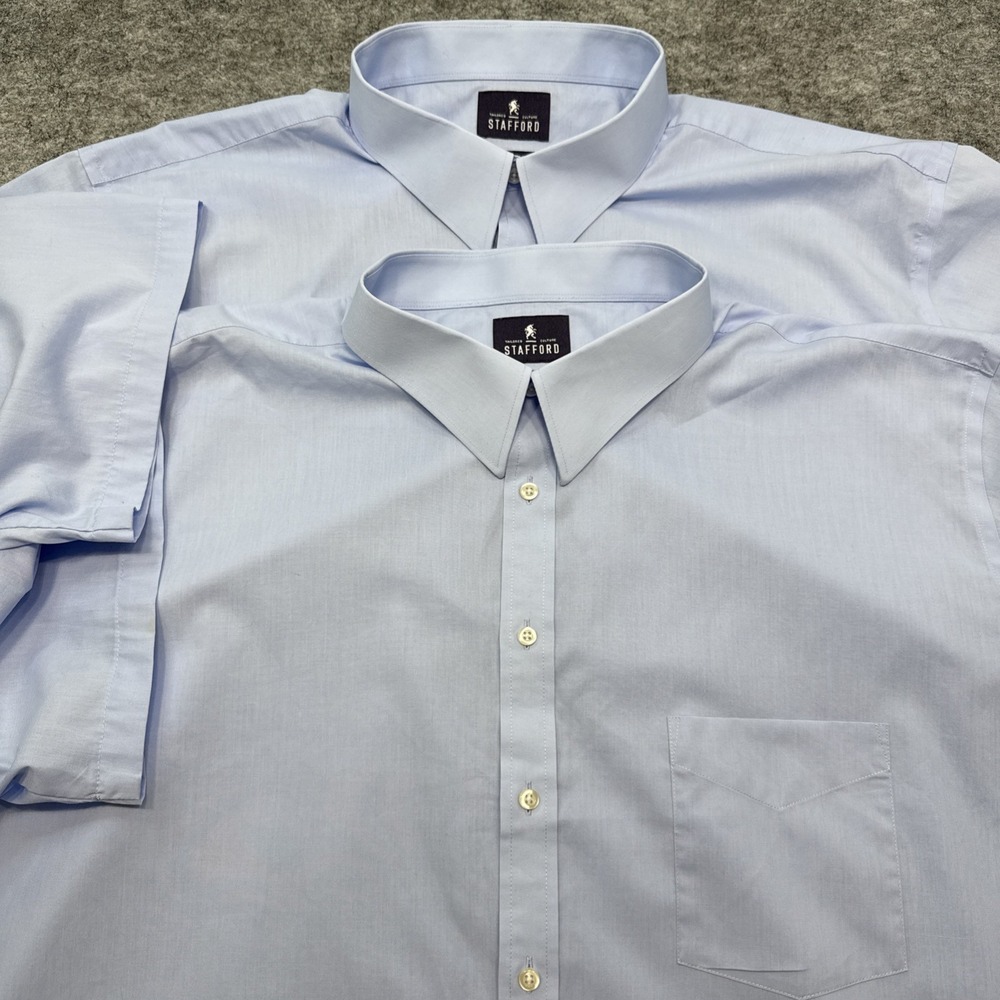 Stafford Travel Easy Care Broadcloth short sleeve shirts men's Big 20 blue LOT